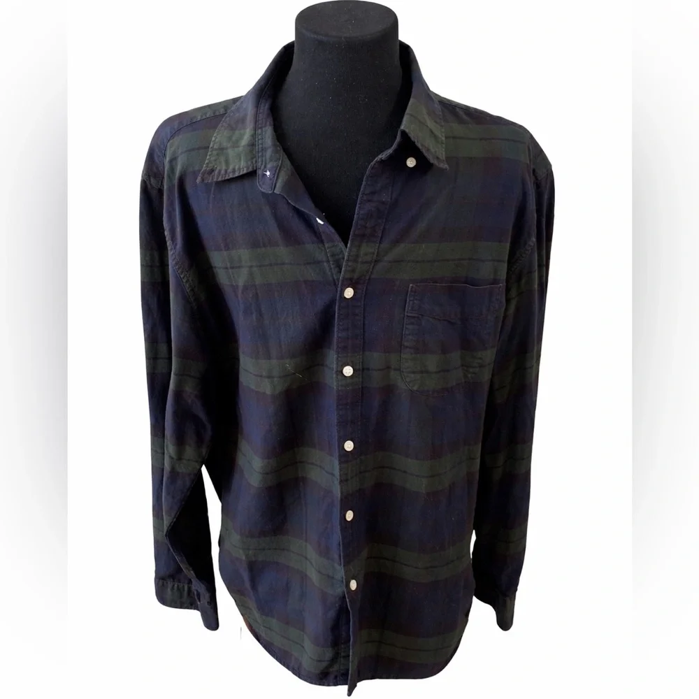 J.Crew Men’s Blackwatch Plaid Button Down Shirt Medium Cotton Long Sleeve